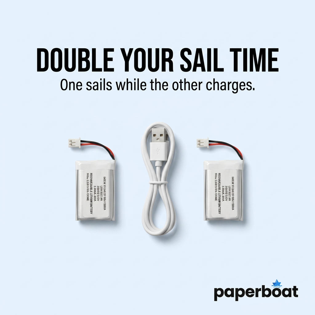 PaperBoat extra battery pack — double your sail time