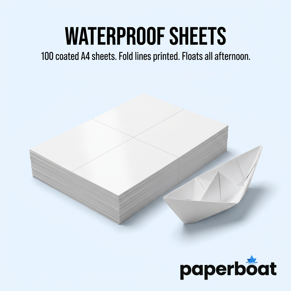 PaperBoat 100 waterproof coated sheets with printed fold lines