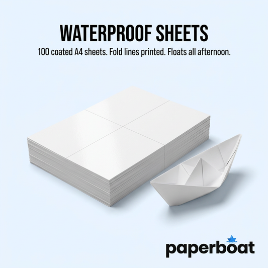 PaperBoat 100 waterproof coated sheets with printed fold lines
